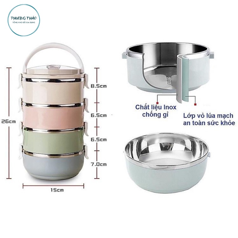 HỘP CƠM GIỮ NHIỆT 4 TẦNG LÚA MẠCH