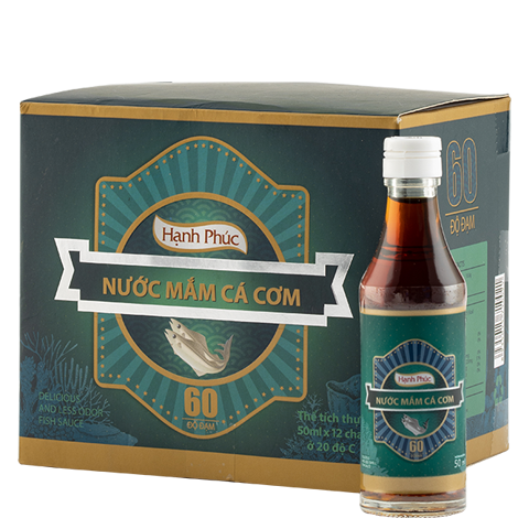 Nước Mắm Cá Cơm Hạnh Phúc 60 độ đạm- Hộp  (50ml x12 chai)