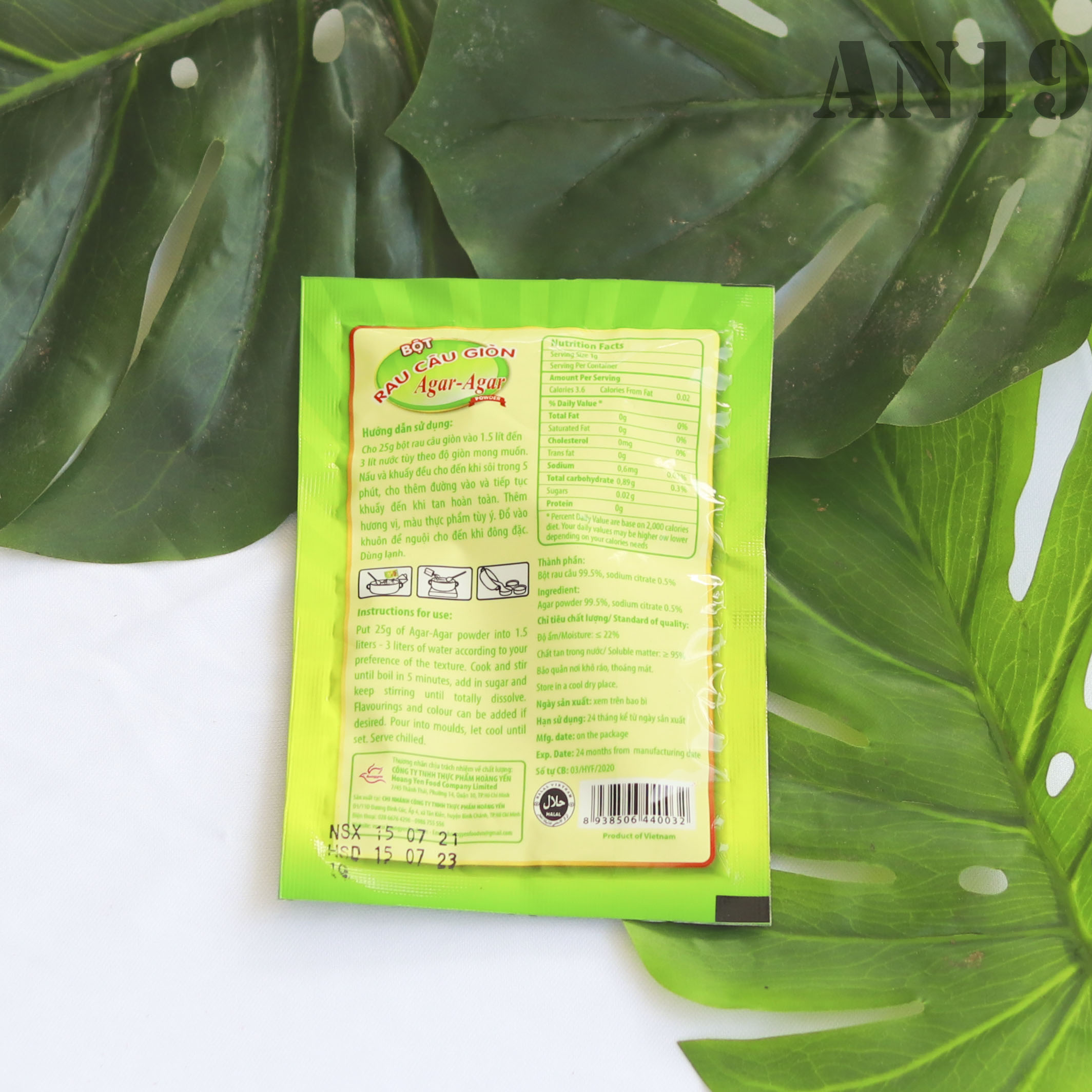 Bột Rau Câu Giòn Agar 1 Gói 25gr