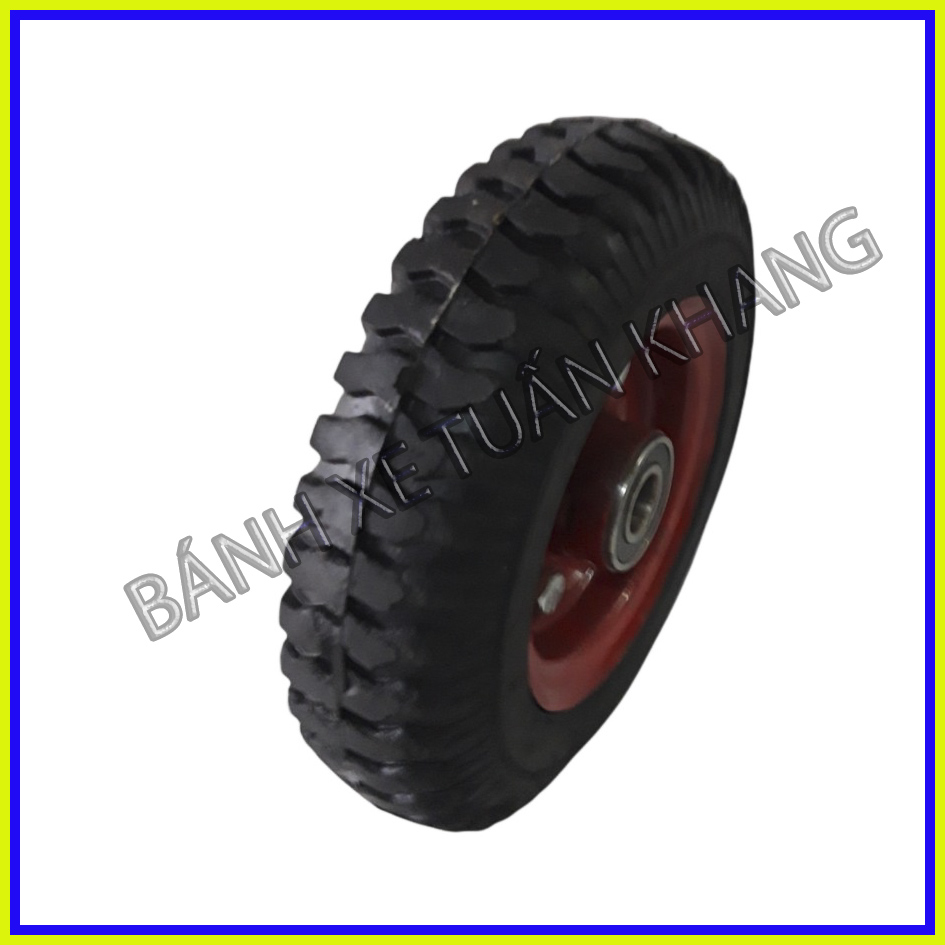 Bánh Xe Đẩy Hàng Cao Su Đặc Mâm Đỏ Đường Kính 20cm - Kí Hiệu 250-4 - Bánh Xe Tuấn Khang