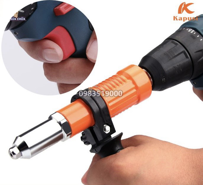 Đầu rút đinh tán - đầu rút đinh rive gắn máy khoan cao cấp kapusi chuôi 8mm
