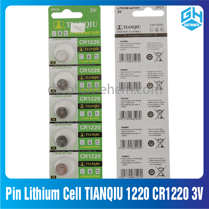 Pin Lithium Cell TIANQIU 1220 CR1220 3V (Trong vỉ)