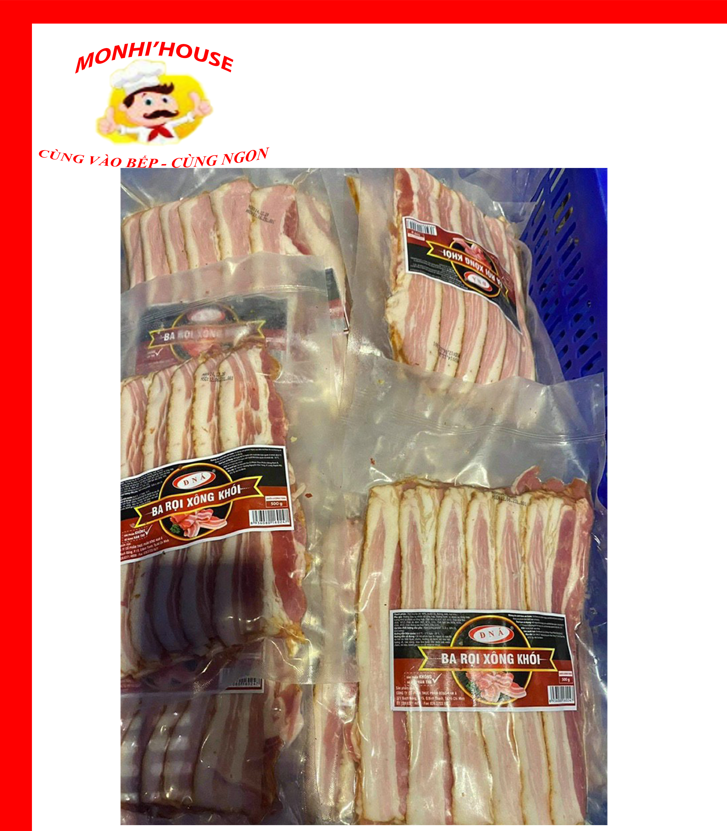 Gói 500g Thịt ba rọi xông khói