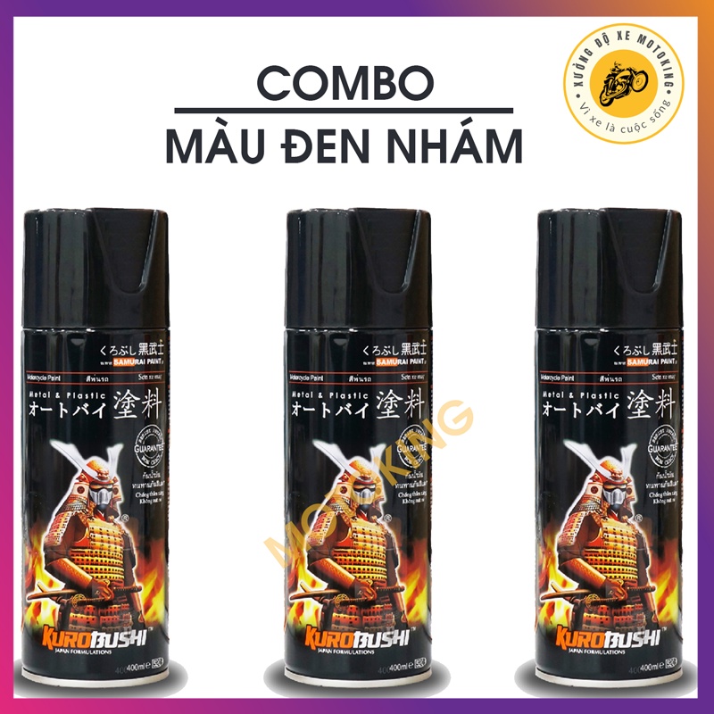 Combo sơn samurai đen nhám 109a gồm 3 chai chuẩn quy trình độ bền cao uch210-109a-128a