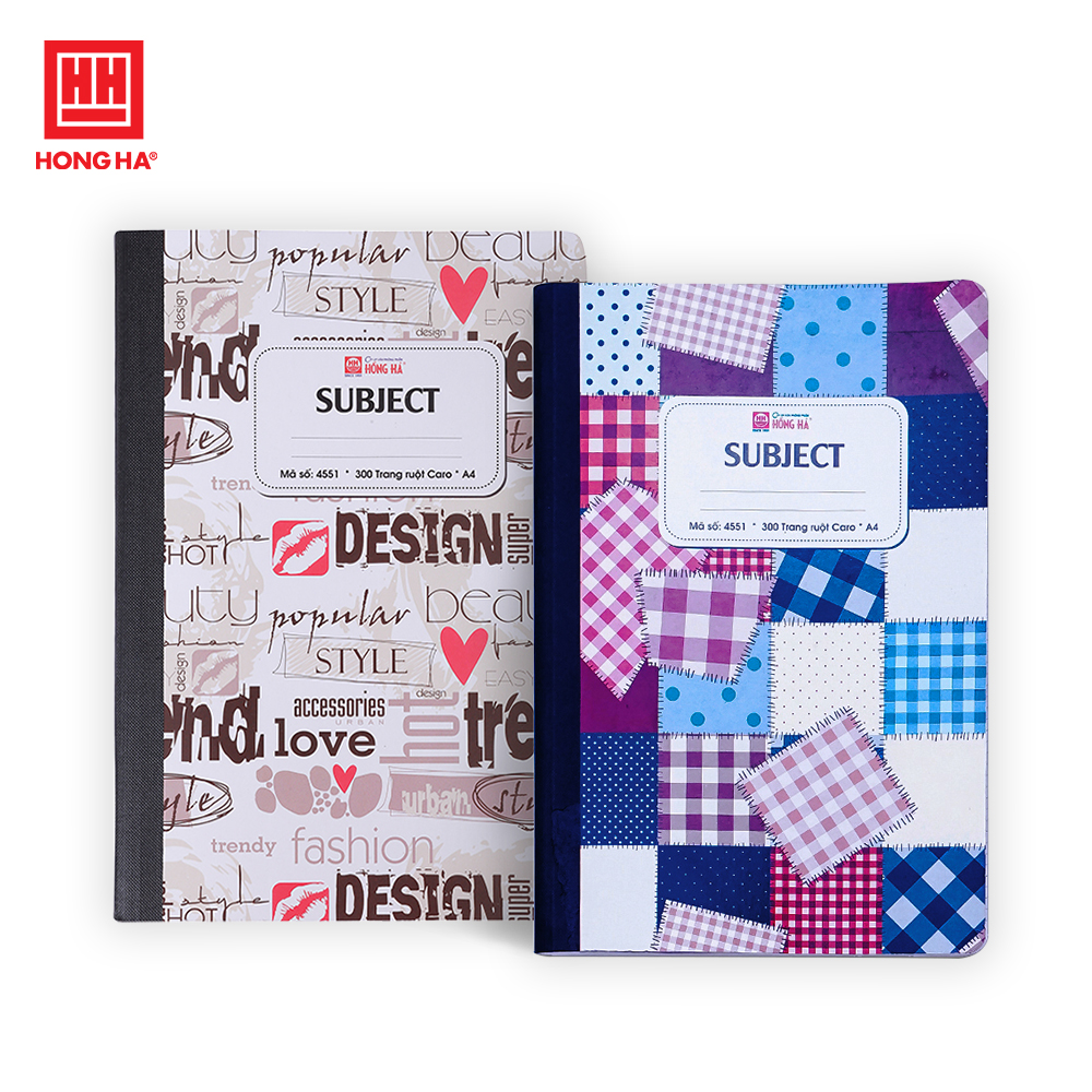 Sổ bìa bồi caro A4  300 trang Hồng Hà Subject - 4551