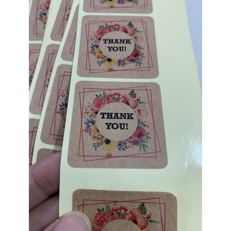 100 nhãn tem Kraft "Thank you" 4*4cm