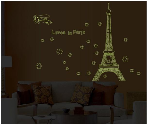 Decal trang trí tường - Tháp Love In Paris DẠ QUANG