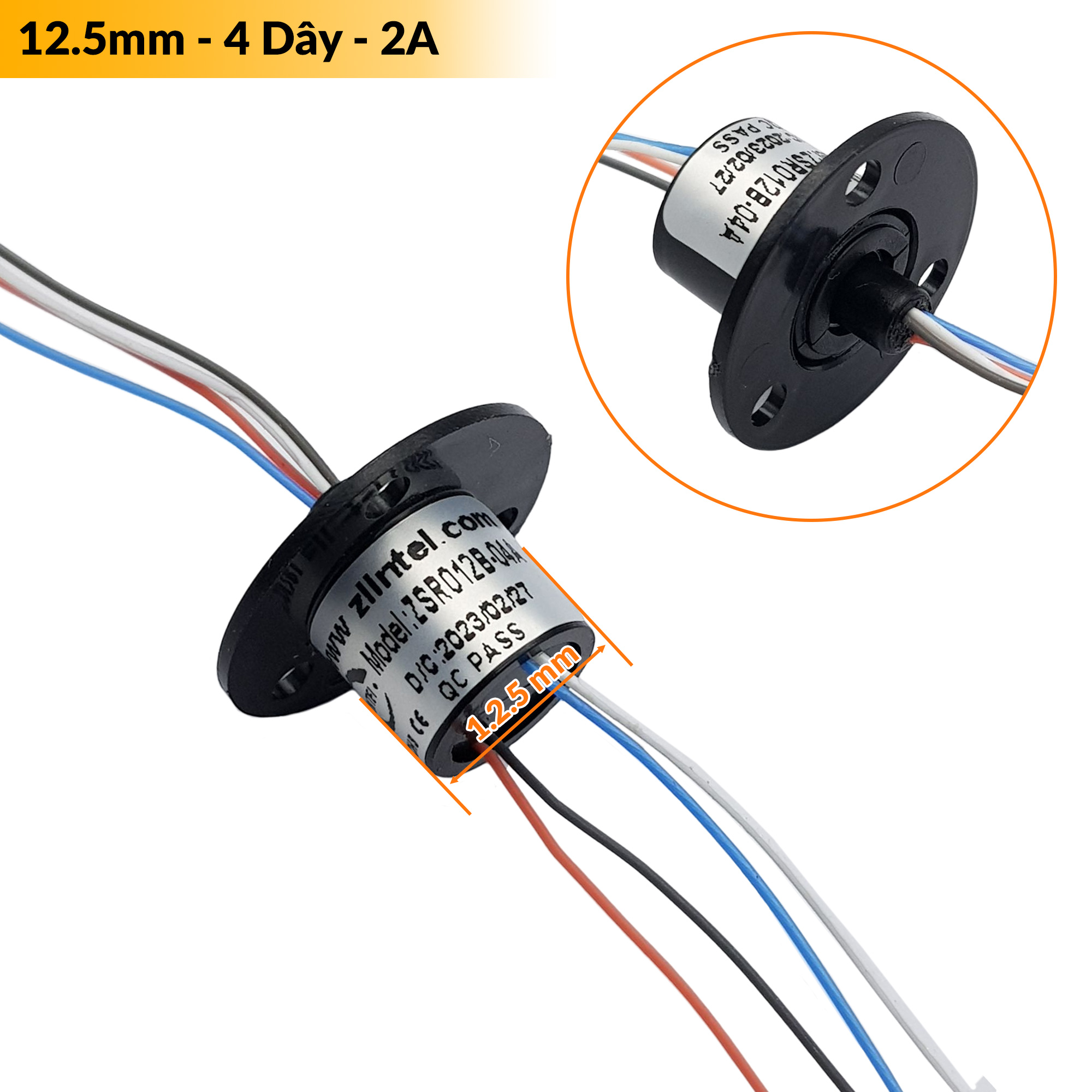 Cổ góp vòng quay dẫn điện 12.5mm 2A