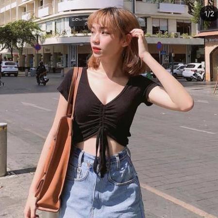Áo Croptop Tay ngắn rút dây