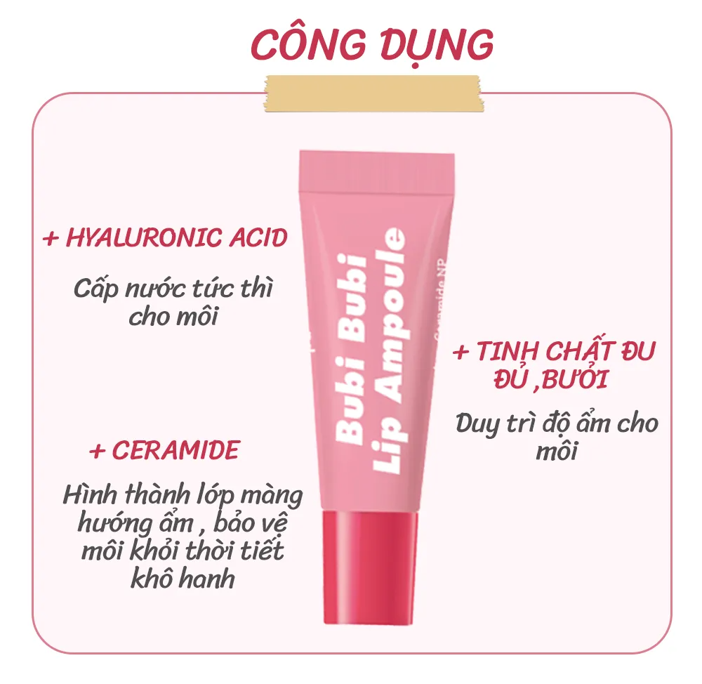 [ quà tặng không bán] Tinh chất dưỡng môi/mặt nạ ngủ môi Bubi Bubi