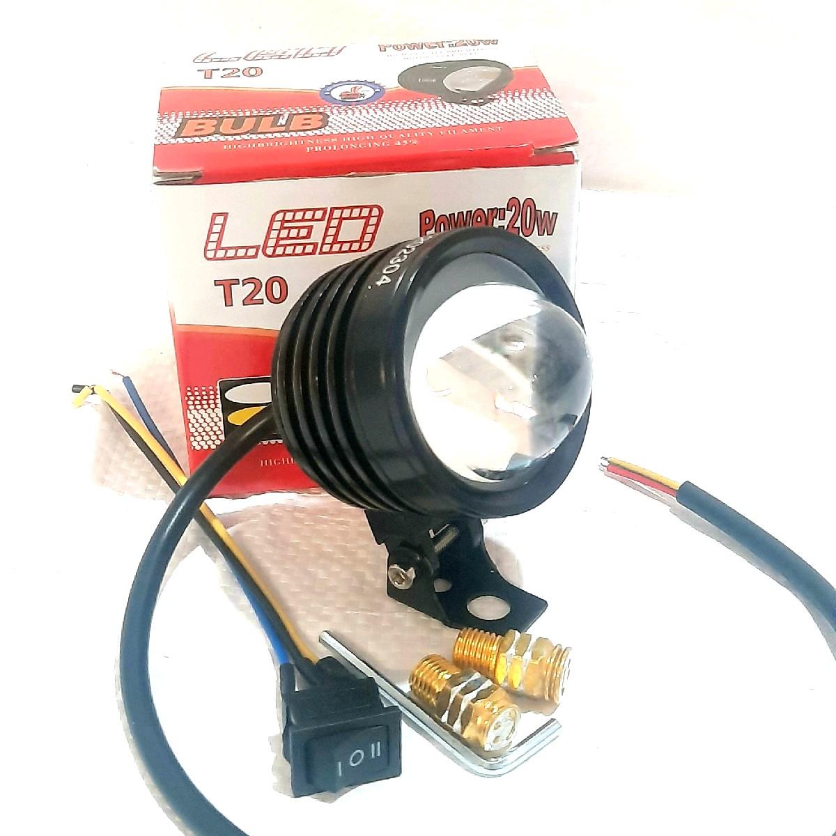 Đèn led trợ sáng T20 bi Cầu cos vàng pha trắng