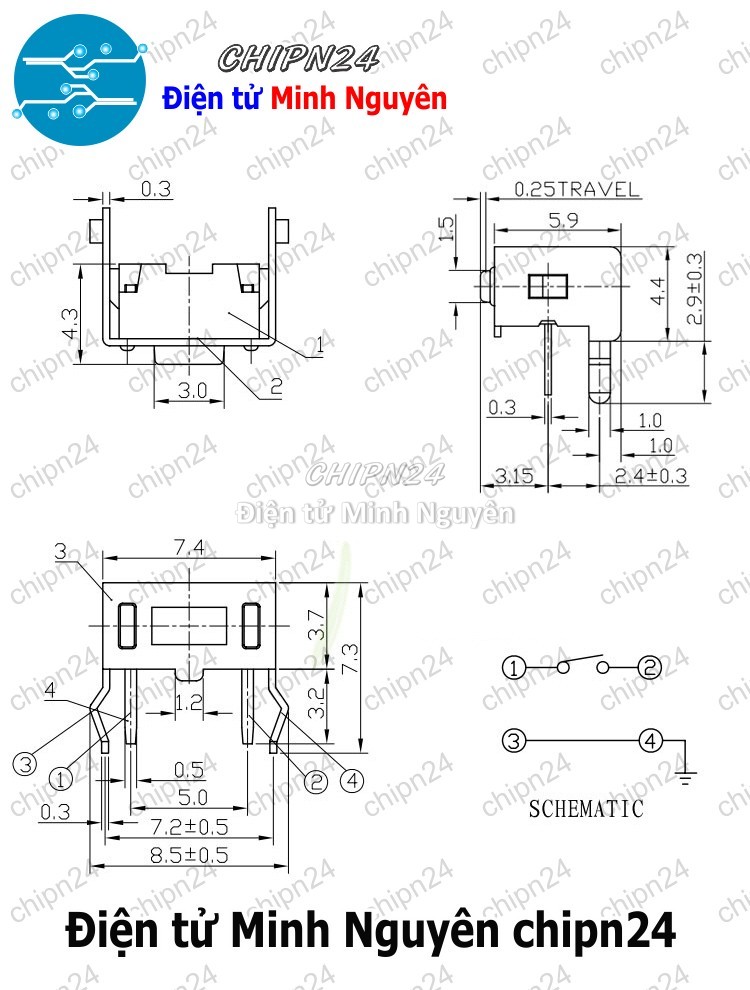 [10 cái] (K78) Nút nhấn 2 chân 3x6x5mm DIP cong - HH003214