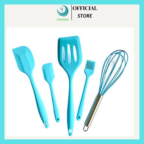 Bộ dụng cụ nhà bếp silicon chịu nhiệt 5 món. Bộ dụng cụ nhà bếp làm bánh