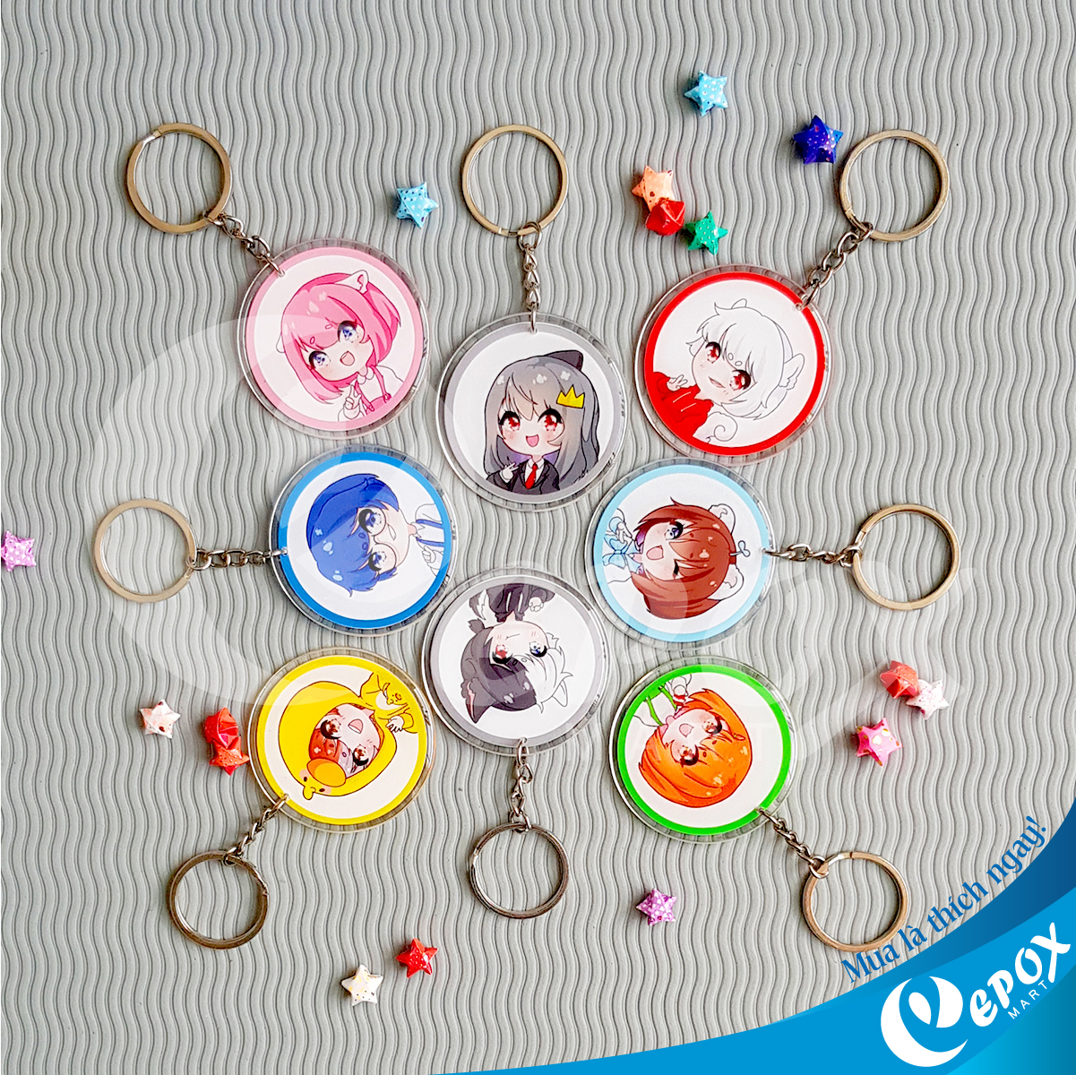 Combo 8 móc khóa Hero Team đổ keo 5,5cm