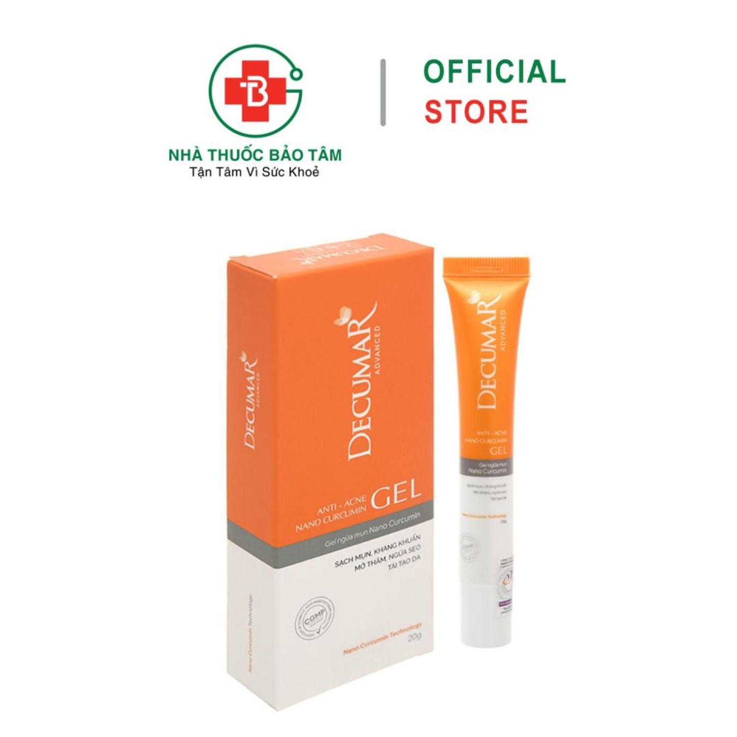 ɡel Nano Curcumin Decumar ngừa mụn, mờ thâm sẹo tuýp 20g