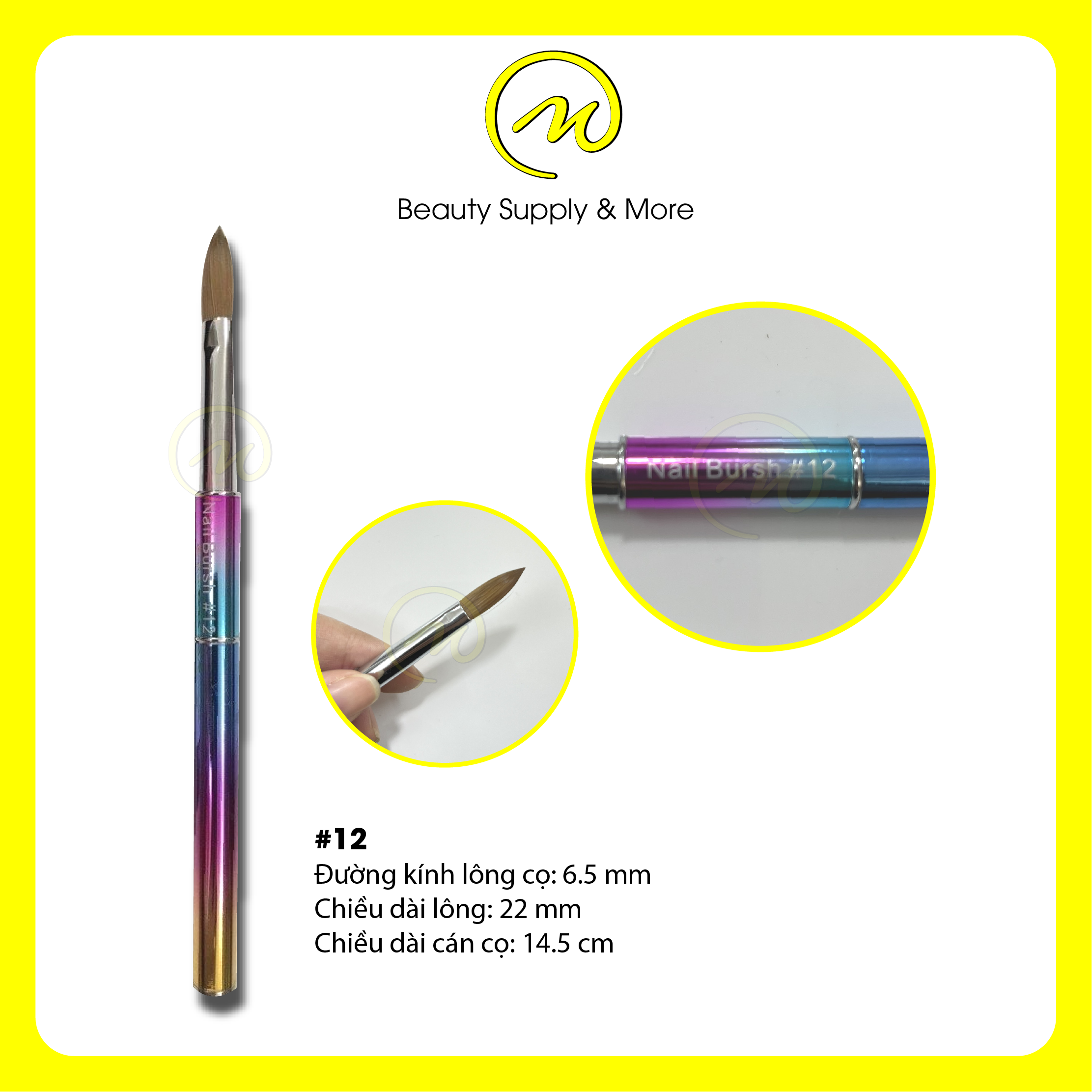 Cọ đắp bột/ đắp móng bột cán nhôm 7 màu nail brush số 12,14,16