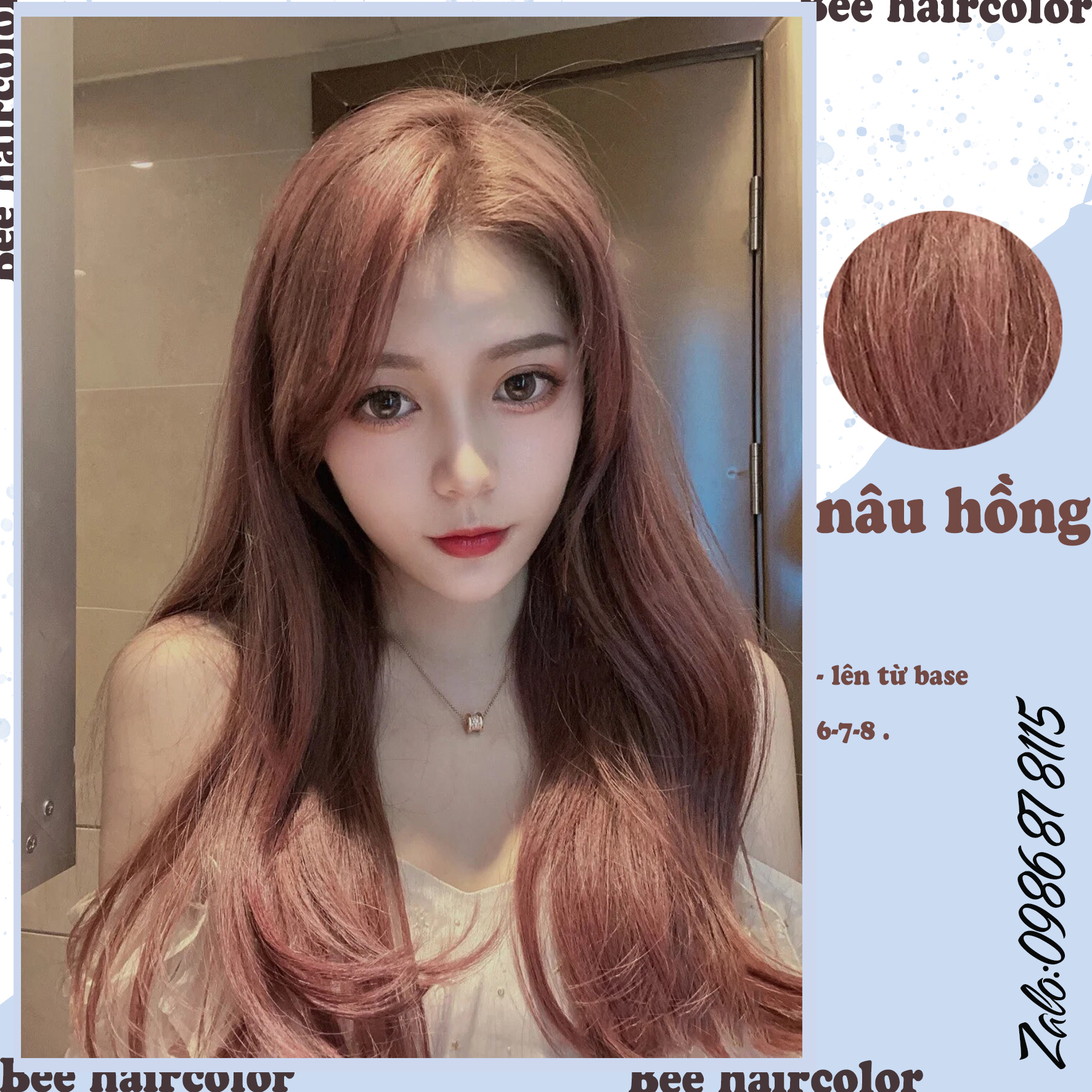 Thuốc nhuộm tóc màu Nâu Hồng [ tặng kèm trợ dưỡng + bao tay ]