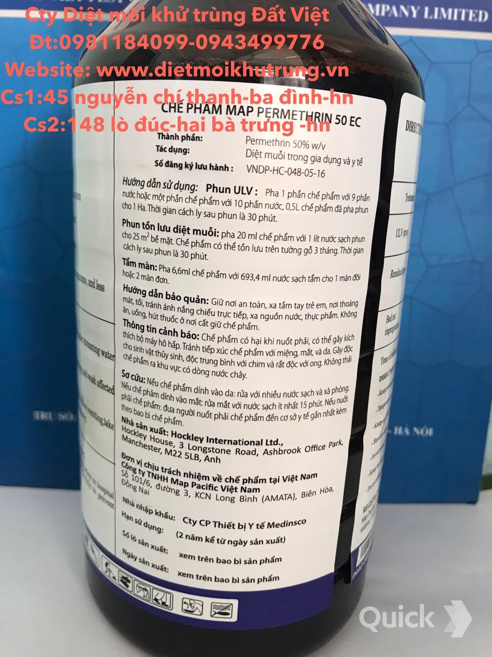 hóa chất diệt côn trùng Anh Quốc Permethrin 50EC chai 1 lít
