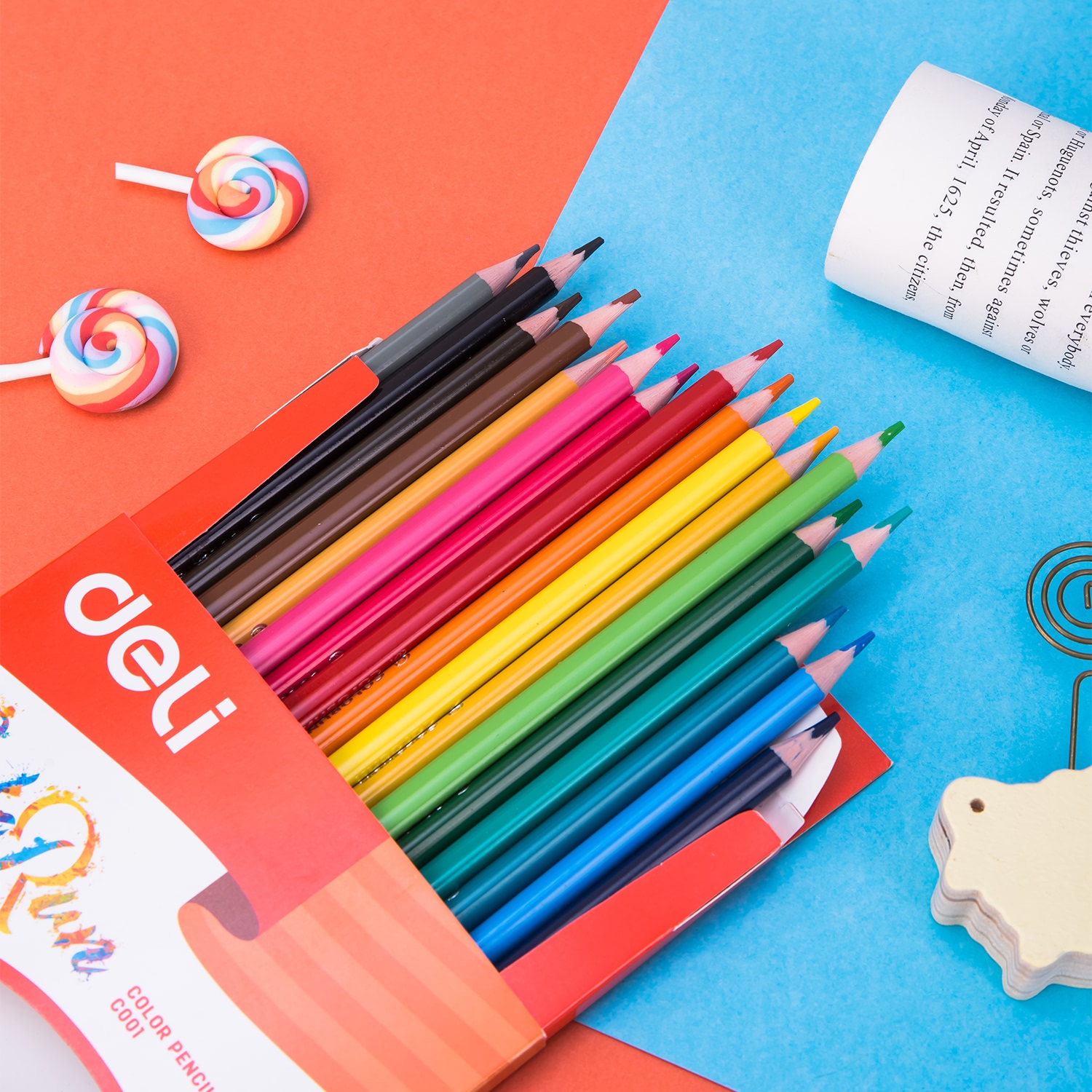 Bút chì màu hình tam giác Deli, 12 màu/18 màu/24 màu - EC00100/EC00110/EC00120