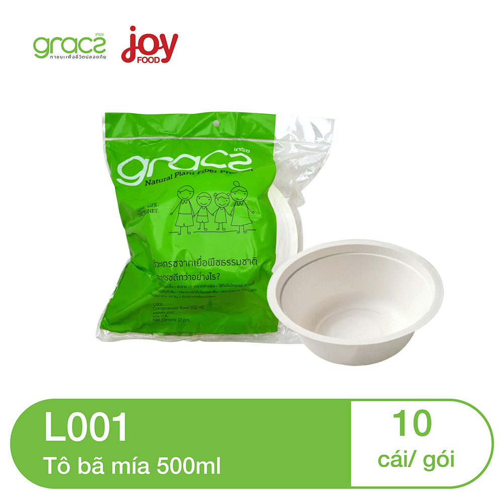 10 tô bã mía dùng 1 lần Gracz 500ml (trắng) L001C