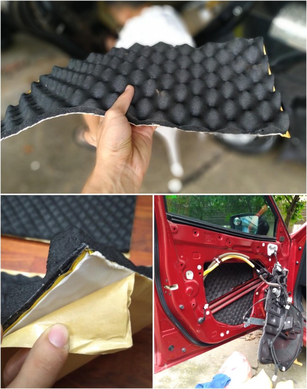 Tấm dán cách âm ô tô 3 lớp thế hệ mới. Triệt tiêu 100% ồn ù trong xe. Dán chống ồn cánh cửa, trần xe, sàn xe, cốp xe, hốc lốp bánh xe, nắp capo, khoang động cơ. Tiêu chuẩn iso9001 chống cháy, chống thấm nước. Tuổi thọ 15 năm