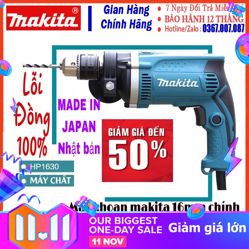 [HÀNG LIÊN DOANH – GIÁ SỈ] Máy Khoan Cầm Tay Chính Hãng Makita - Máy Khoan Điện Makita HP1630 Công Suất Cực Lớn 1200W - Khoan Búa - Khoan Tường - Máy Đục Bê Tông - Máy Khoan Gỗ - Máy Khoan Sắt - Lõi Đồng 100% - Bảo Hành Toàn Quốc
