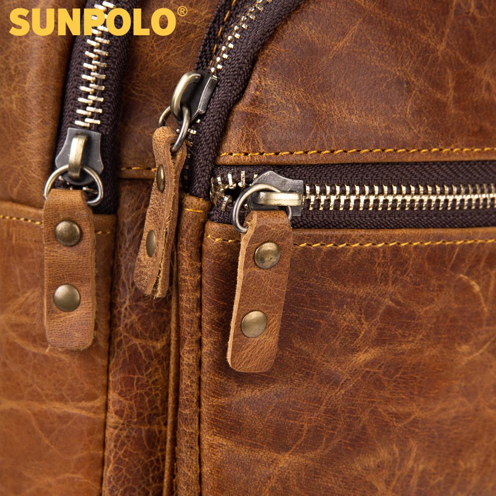 Men Leather Chest Bag SUNPOLO STU103 (Brown)