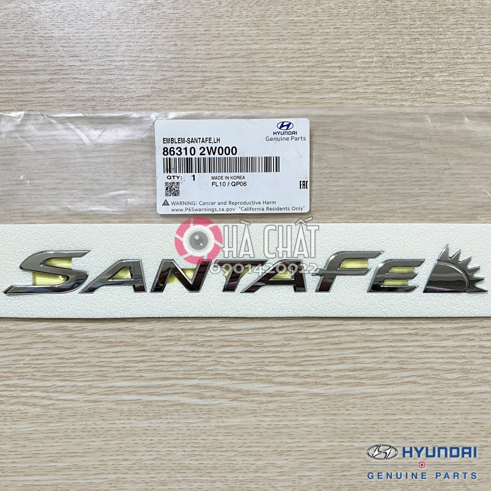 Logo chữ nổi premium, santafe, 2.2d, htrac dán đuôi xe hyundai santafe 2019, 2020, 2021, 2022