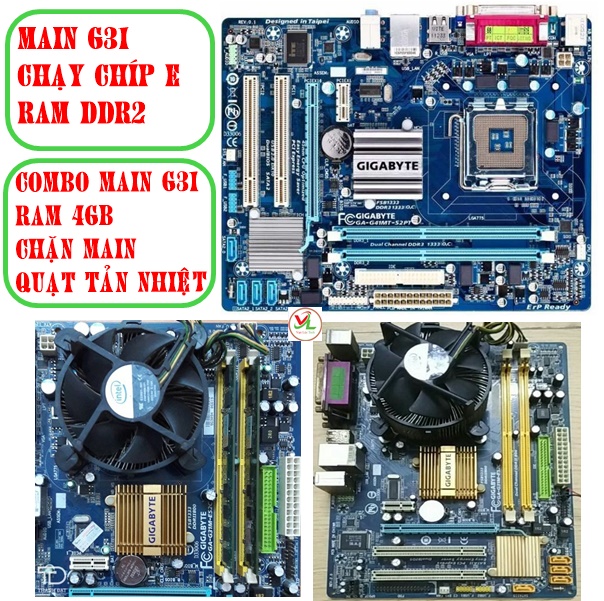 Combo Main Gigabyte G31 | CPU 5700/7500 Socket 775 | Ram DDR2 4GB
