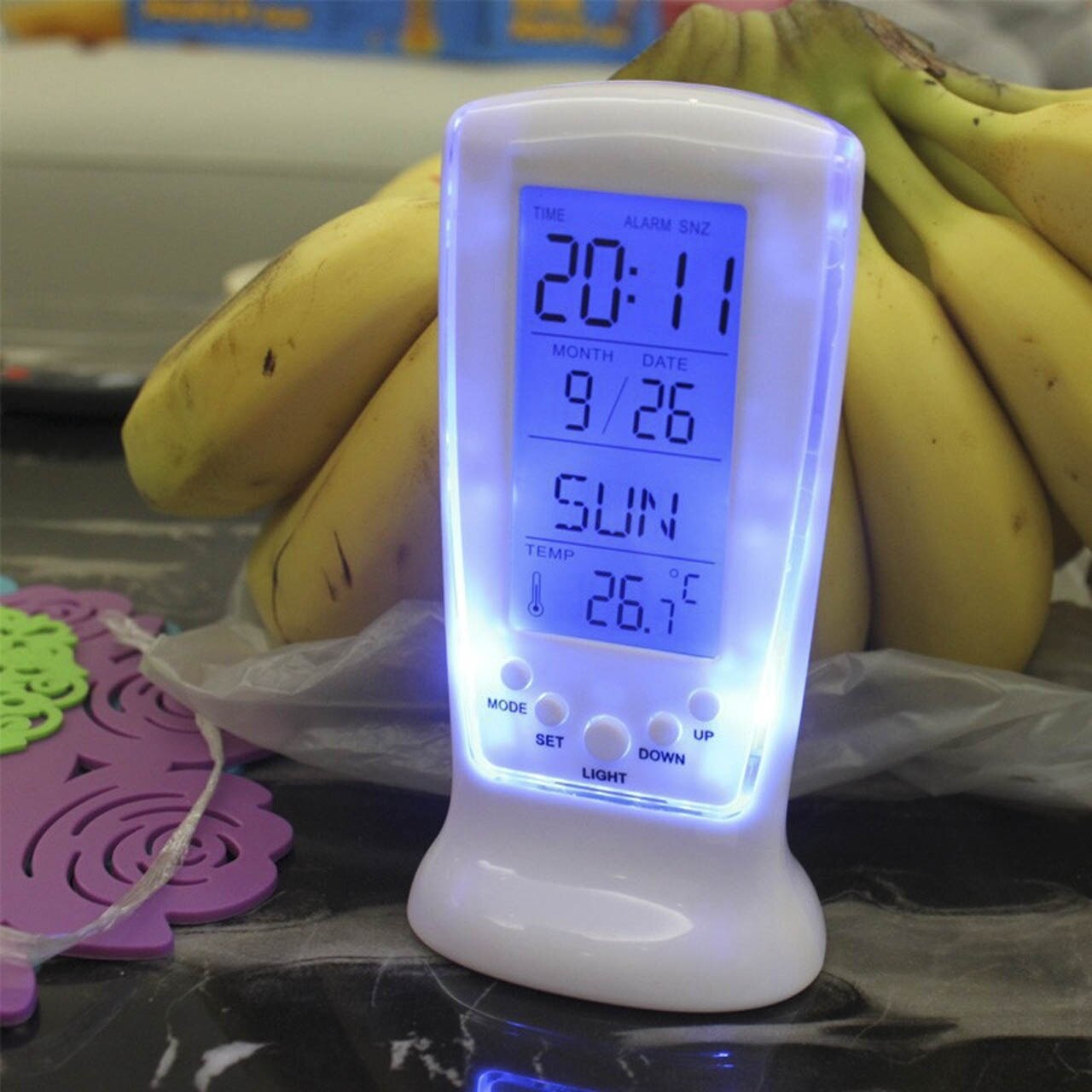 [HCM]Đồng hồ Digital - Ánh sáng xanh (Digital Blue LED Square Alarm Clock)