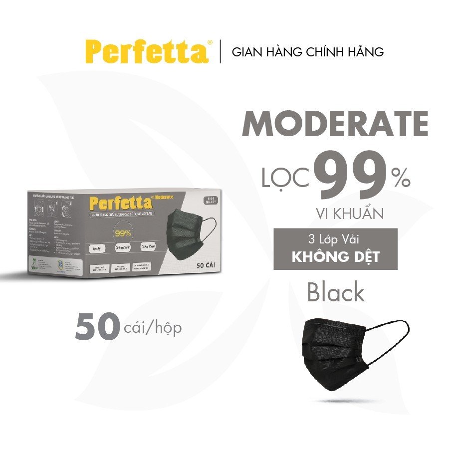 Khẩu Trang Y Tế Cao Cấp Perfetta Moderate 3 Lớp Kháng Khuẩn (50 cái/hộp)