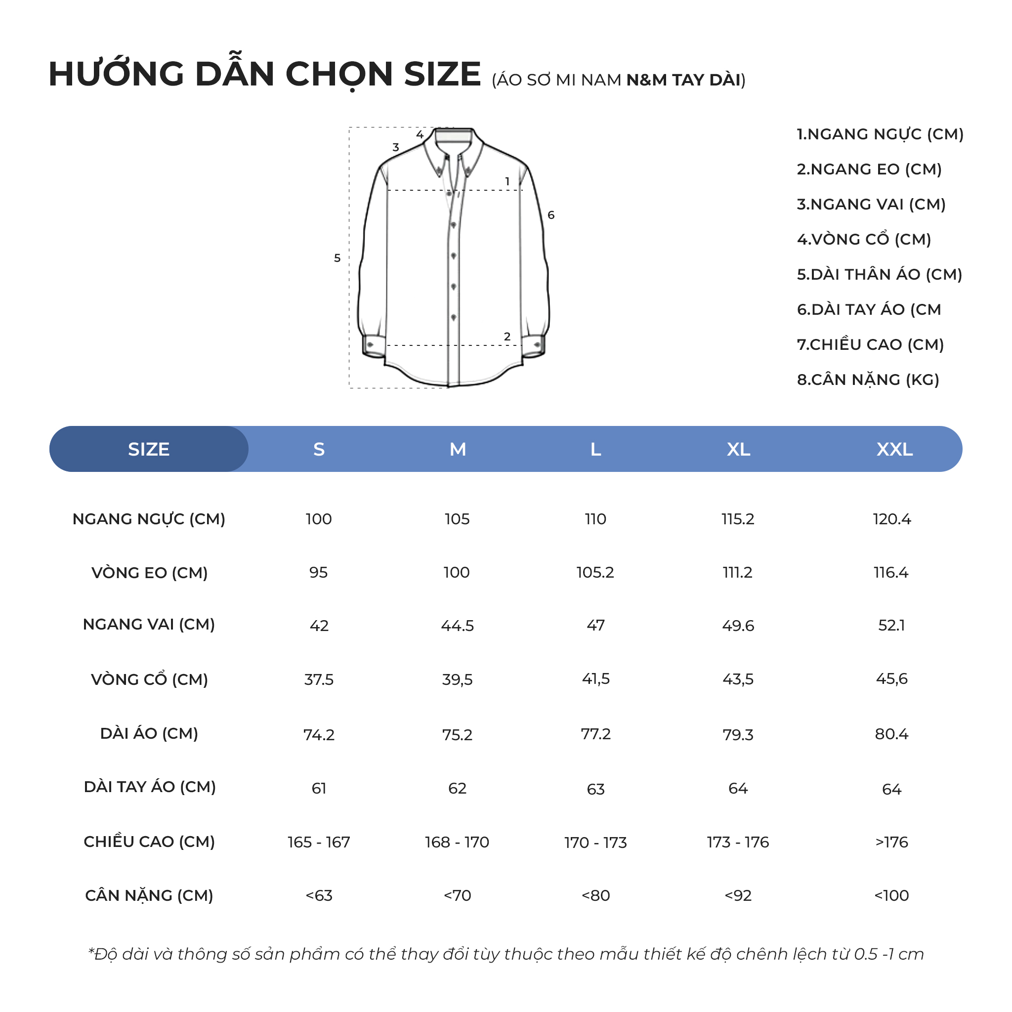 [CÒN SIZE M] Áo Sơ Mi Nam Tay Dài Công Sở Slim Fit N&M Thương Hiệu NINOMAXX 1902020