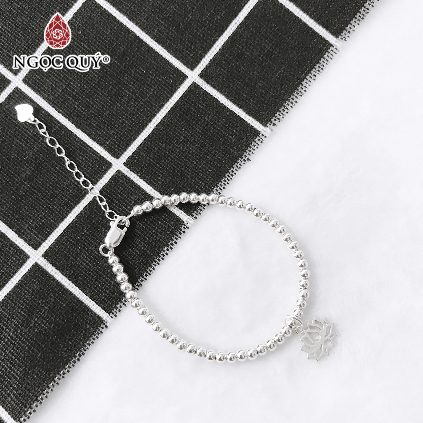 [HCM]Lắc bi bạc hoa sen - Ngọc Quý Gemstones