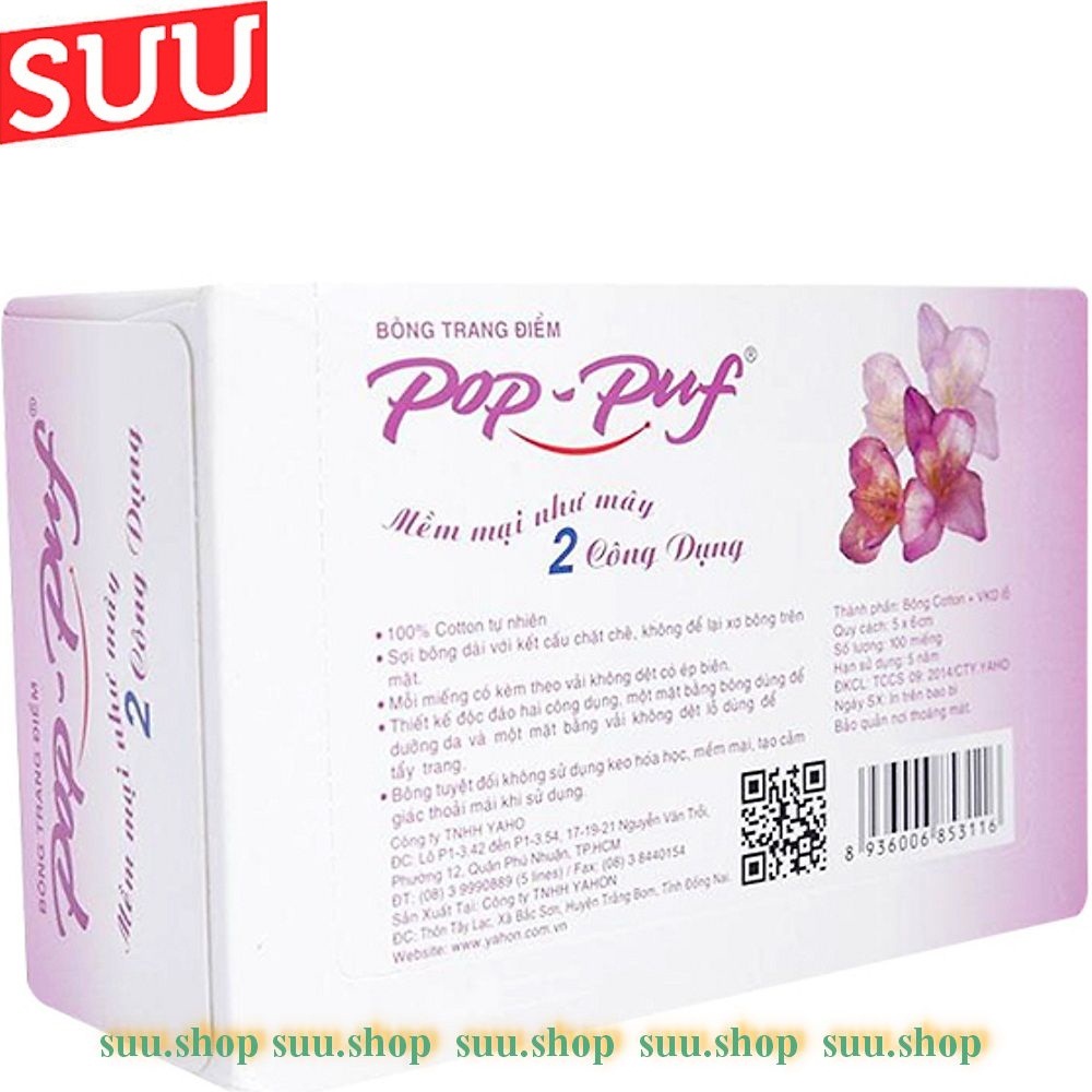 Hộp 100 miếng bông tẩy trang Pop Puf