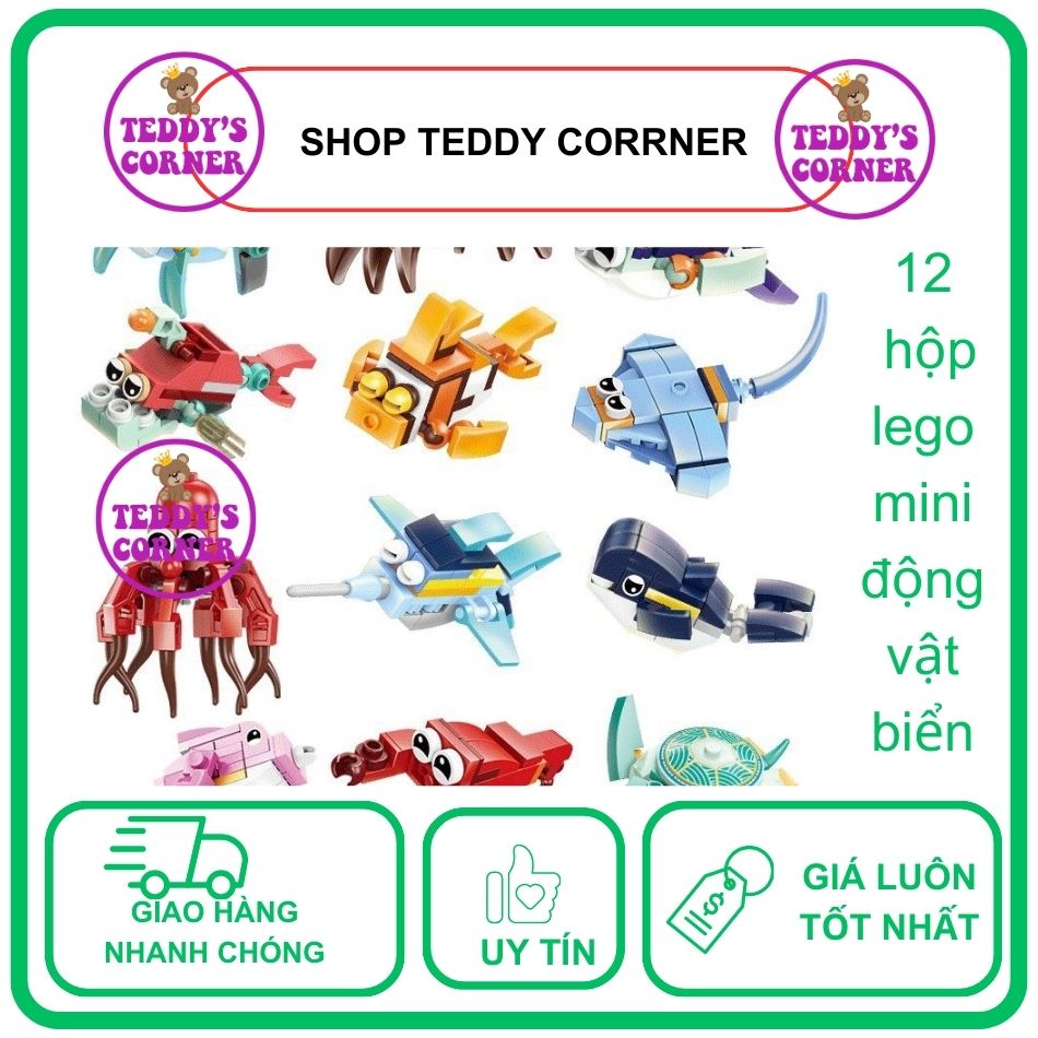 Combo 10 hộp lego mini xe hơi cho bé trai; lego mini cho bé, đồ chơi lego lắp ráp mô hình động vật ngộ nghĩnh đáng yêu