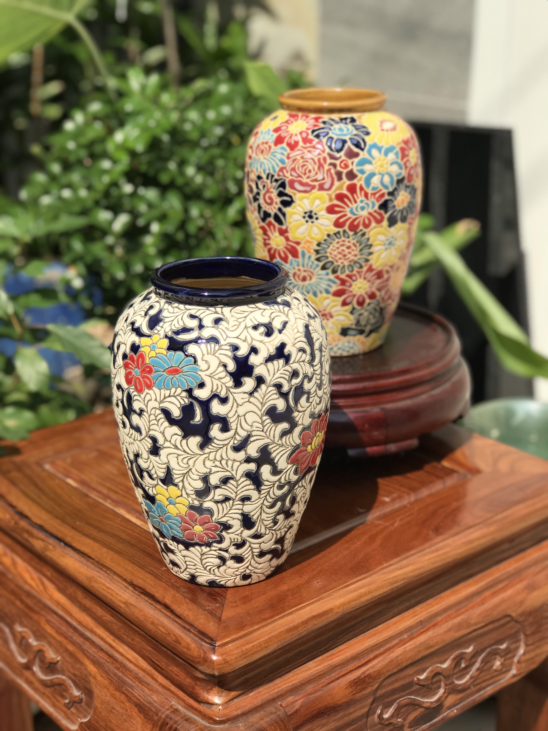 Bình bách hoa và dây lá gốm sứ biên hòa 22cm