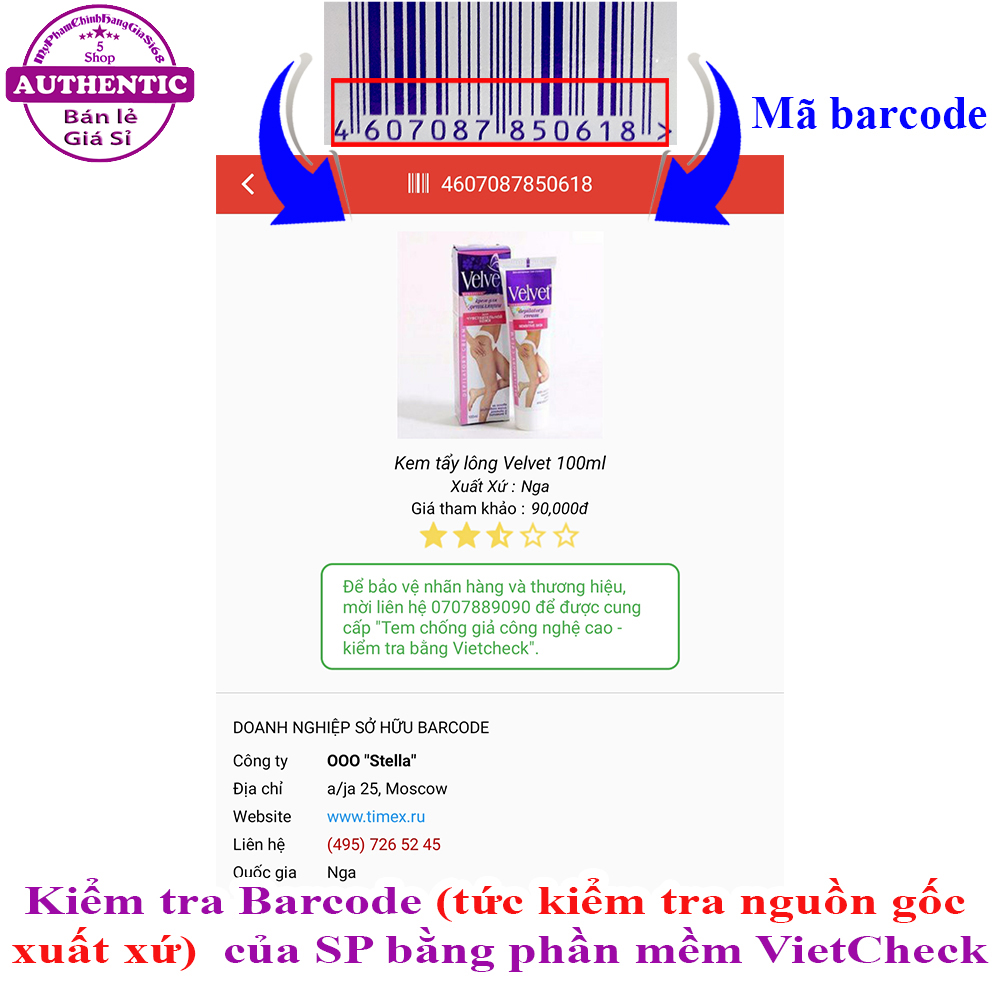 KEM TẨY LÔNG VELVET DEPILATORY NGA 100ML