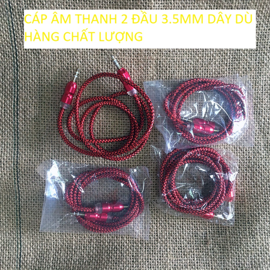 jack cắm âm thanh 2 đầu 3.5mm bọc nhôm hàng chất lượng – dài 1 mét dây dù (đỏ)