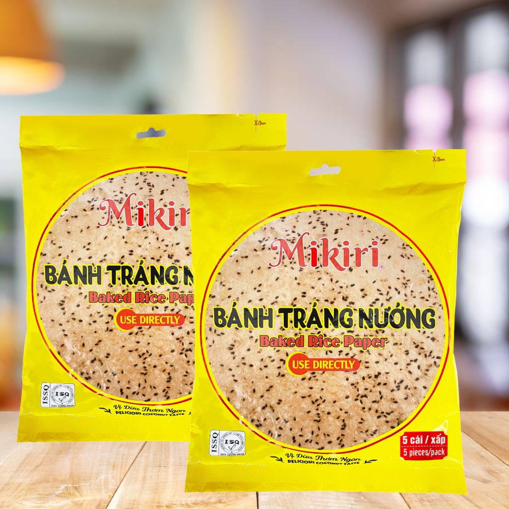 Combo lựa chọn - Bánh tráng nướng Mikiri Vị Ruốc x 50g (2 bánh/gói), Vị Dừa x 130g (5 bánh/gói) - Ăn vặt thơm ngon
