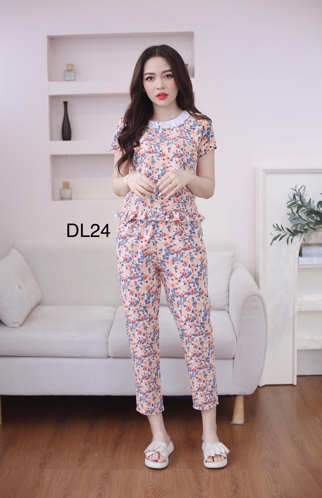 Quần áo nữ mặc nhà bộ dài chất lụa thái mềm mát