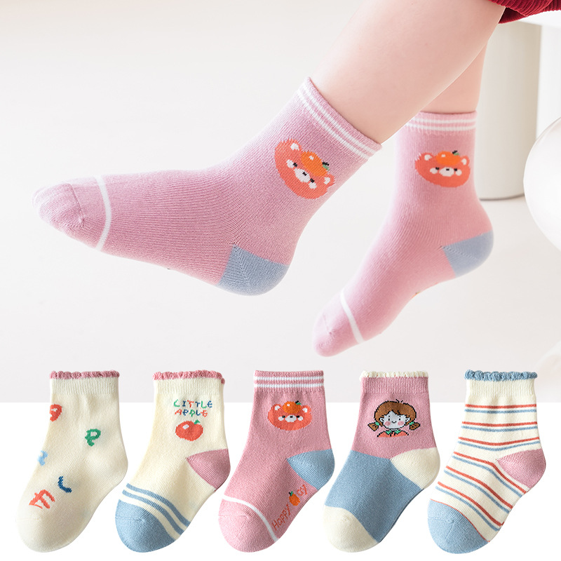 Combo 5 đôi tất vớ cotton mềm mịn siêu xinh cho bé gái từ 1 -12 tuổi
