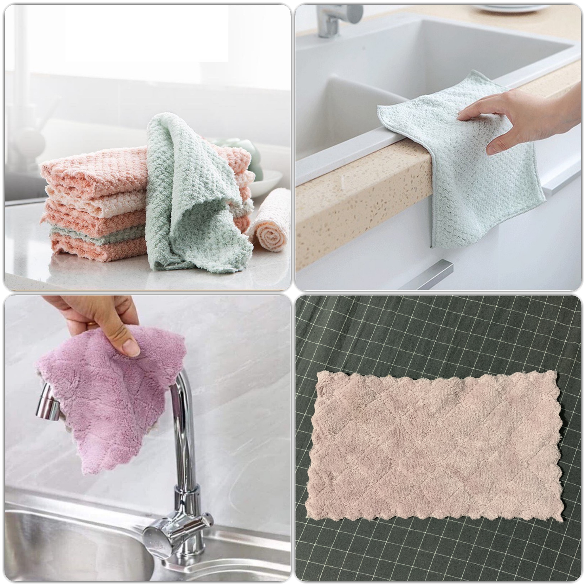 [Khăn Lông Len] Set 2 Khăn lau bếp đa năng 25x15cm