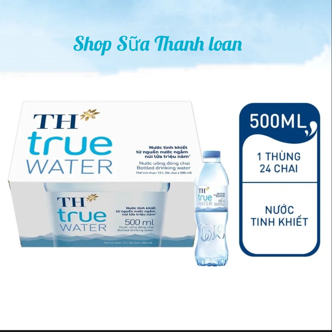 (HSD T8-2027) Thùng 24 Chai Nước Suối TH True Water 500ml.