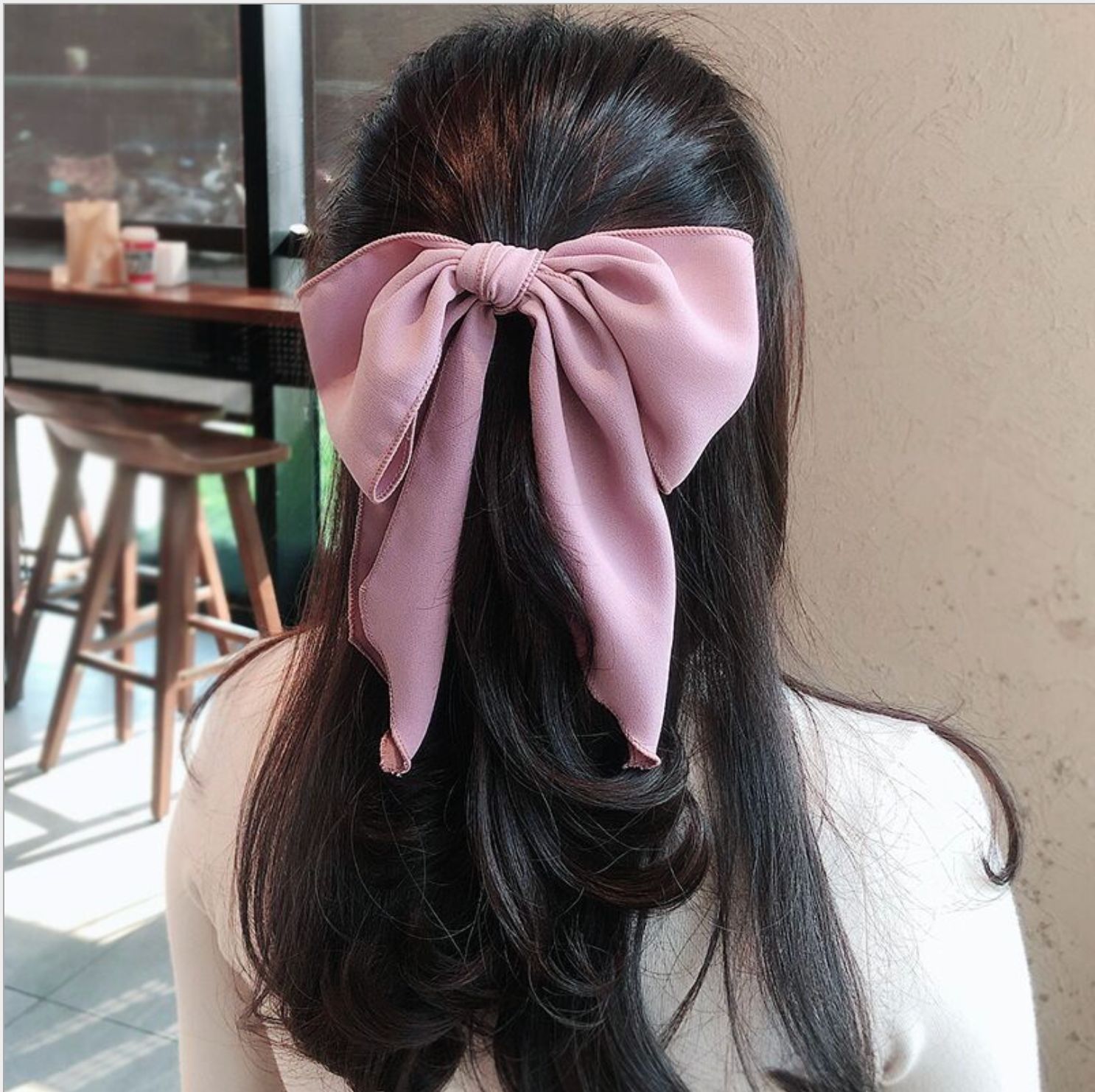 Cột tóc nơ nữ bản to phong cách dịu dàng tiểu thư DC15
