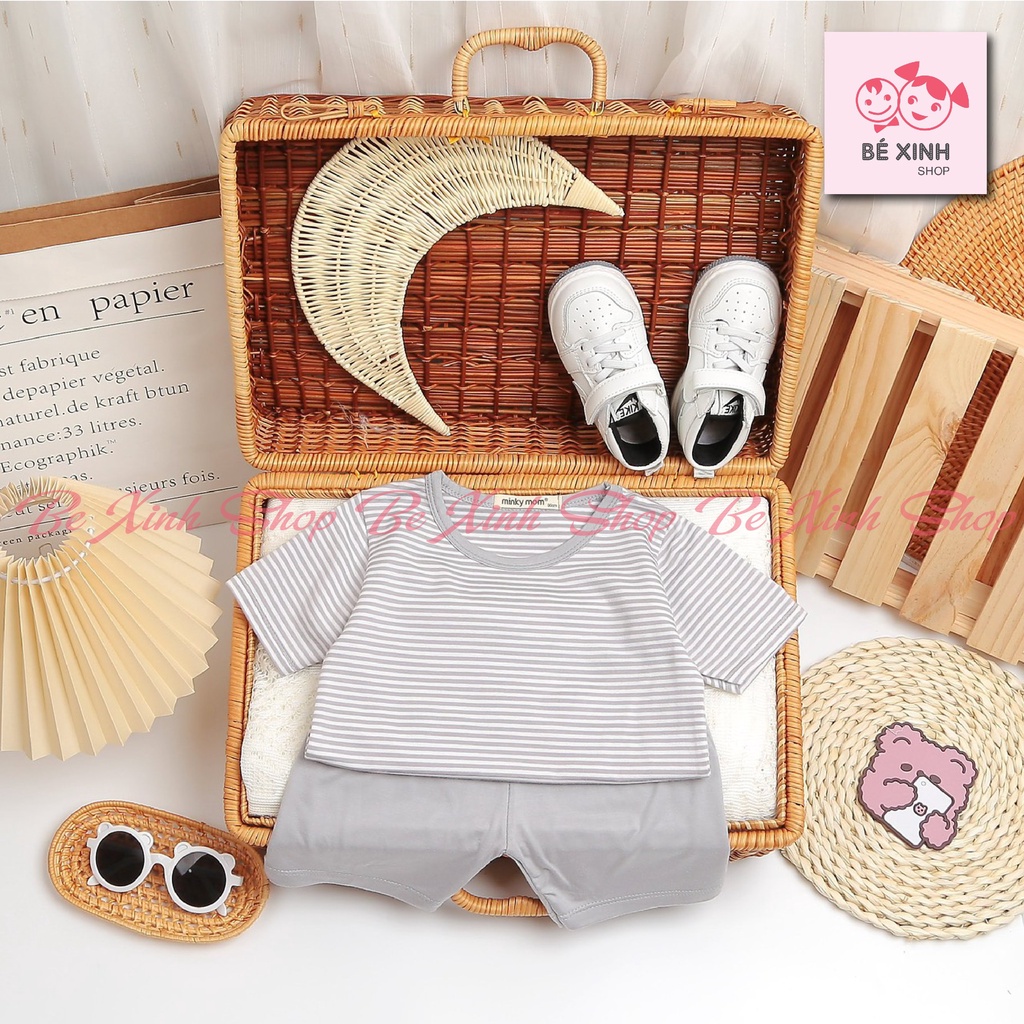 [SALE] Minky Mom Đồ Bộ Cho Bé Gái Bé Trai Cộc Tay Quần Áo Trẻ Em BX63 Đồ Bộ Trẻ Em Minky Mom Thun Lạnh Cho Bé SỌC NHỎ - Bé Xinh Shop