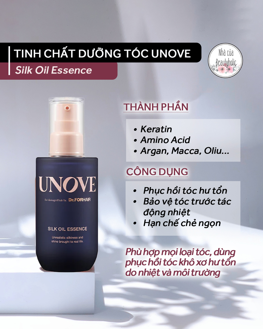 Tinh chất phục hồi tóc hư tổn dr.forhair unove silk oil essence