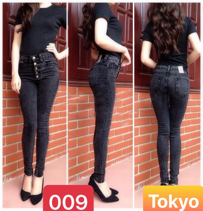QUẦN JEAN NỮ CHẤT BÒ XÁM MUỐI TIÊU 5 CÚC LƯNG CAO NÂNG MÔNG CONAN SHINICHI 2023 TK-009 CAO CẤP - TOKYO FASHION
