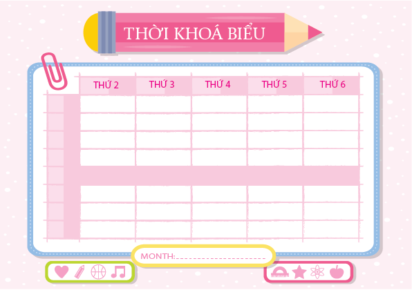 [ 30 mẫu siêu đẹp ] Thời khoá biểu dán được cho bé siêu đáng yêu cỡ A5