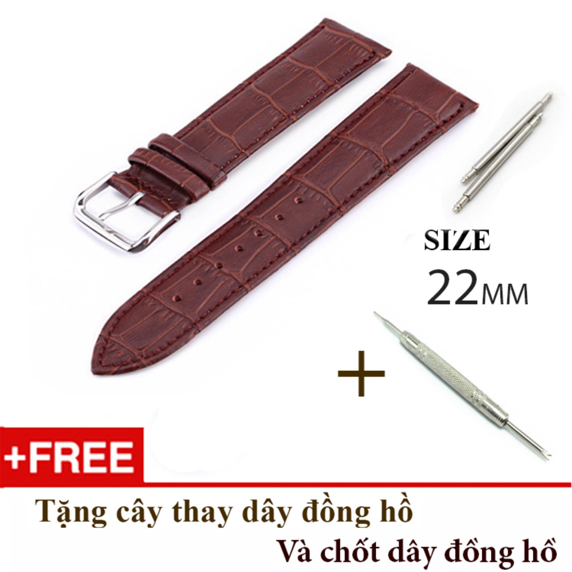 Dây đồng hồ da cao cấp SIZE 22mm nâu-B802