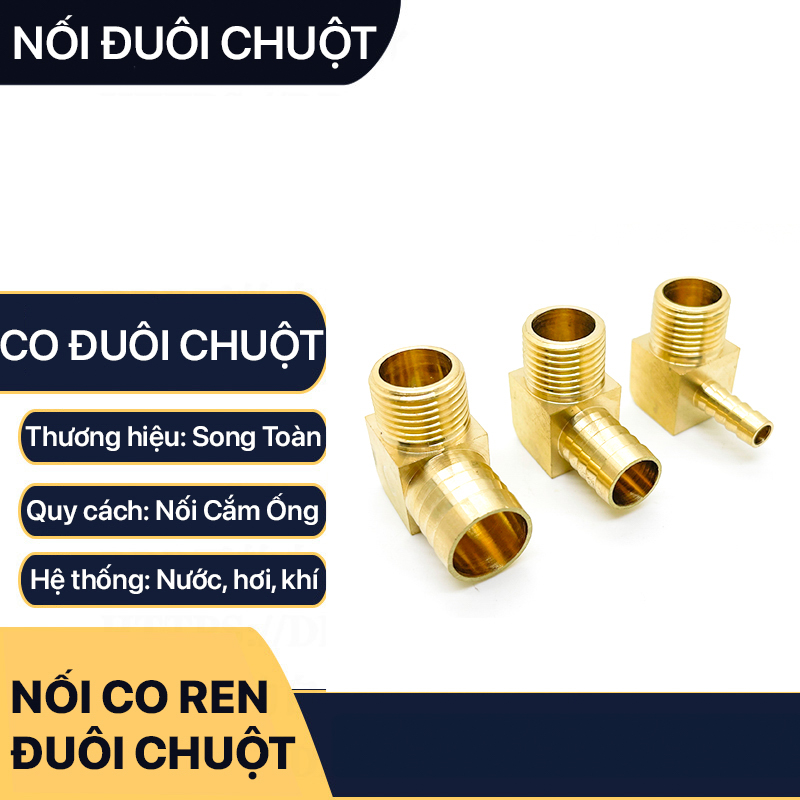 Co Ren Ngoài 1/8 (9.6mm) Đuôi Chuột Nối Lòng Trong Ống Nhựa Mềm & Pu - Đồng Thau